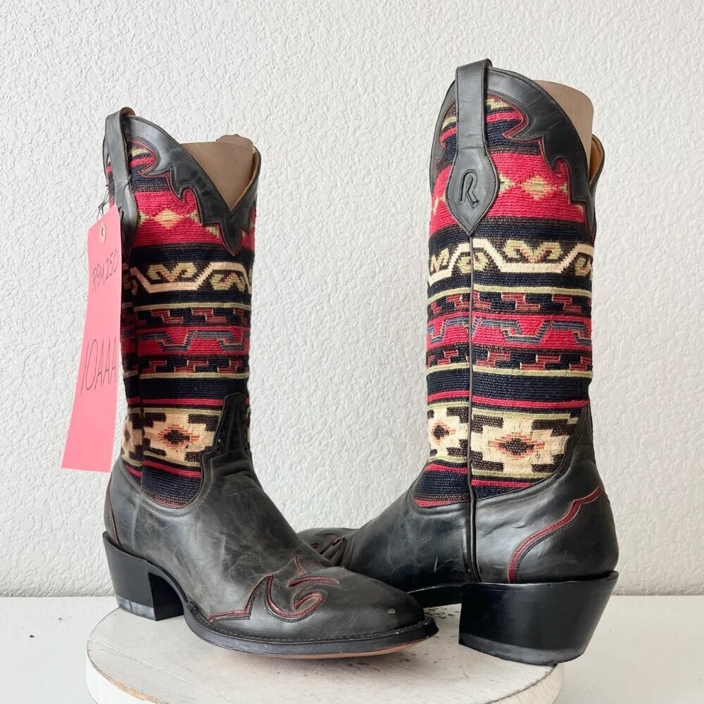 Rod Patrick Womens Cowboy Boots 10AAA Black Navajo Blanket Western Cowgirl Tall